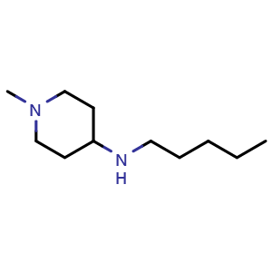 Chemical structure of 1-methyl-N-pentylpiperidin-4-amine , CAS 1019517-96-4, AChemBlock Q59979