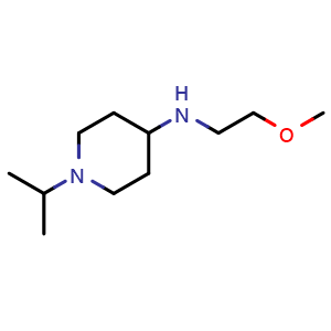 Chemical structure of 1-isopropyl-N-(2-methoxyethyl)piperidin-4-amine , CAS 1019598-30-1, AChemBlock Q59982