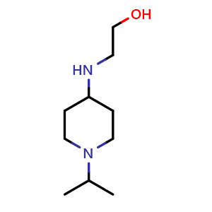 Chemical structure of 2-((1-isopropylpiperidin-4-yl)amino)ethan-1-ol , CAS 1039820-46-6, AChemBlock Q59984