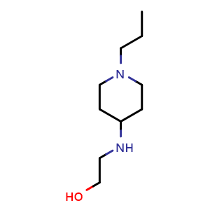 Chemical structure of 2-((1-propylpiperidin-4-yl)amino)ethan-1-ol , CAS 1039974-69-0, AChemBlock Q59985