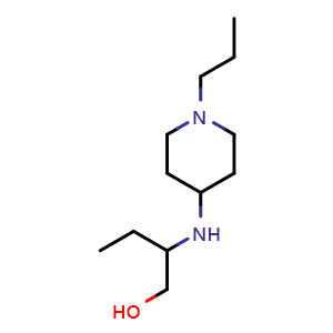 Chemical structure of 2-((1-propylpiperidin-4-yl)amino)butan-1-ol , CAS 1038234-70-6, AChemBlock Q59996