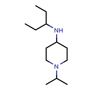Chemical structure of 1-isopropyl-N-(pentan-3-yl)piperidin-4-amine , CAS 1019482-66-6, AChemBlock Q59999