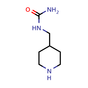 Chemical structure of 1-(piperidin-4-ylmethyl)urea , CAS 166816-21-3, AChemBlock Q60028