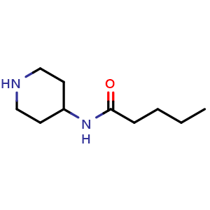 Chemical structure of N-(piperidin-4-yl)pentanamide , CAS 1016715-15-3, AChemBlock Q60031