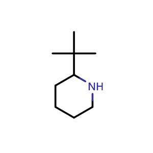 Chemical structure of 2-(tert-butyl)piperidine , CAS 72939-24-3, AChemBlock Q60039