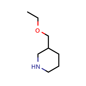 Chemical structure of 3-(ethoxymethyl)piperidine , CAS 868067-24-7, AChemBlock Q60046