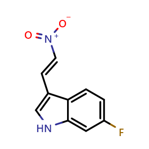 Chemical structure of (E)-6-fluoro-3-(2-nitrovinyl)-1H-indole , CAS 863111-46-0, AChemBlock Q60064