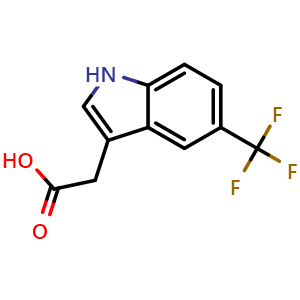 Chemical structure of 2-(5-(trifluoromethyl)-1H-indol-3-yl)acetic acid , CAS 378802-40-5, AChemBlock Q60069