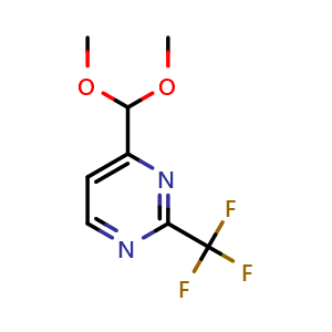 Chemical structure of 4-(dimethoxymethyl)-2-(trifluoromethyl)pyrimidine , CAS 878760-47-5, AChemBlock Q60083