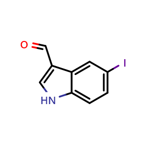 Chemical structure of 5-iodo-1H-indole-3-carbaldehyde , CAS 114144-17-1, AChemBlock Q60094