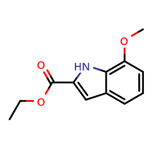 Chemical structure of Ethyl 7-methoxy-1H-indole-2-carboxylate , CAS 20538-12-9, AChemBlock Q60119
