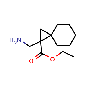 Chemical structure of ethyl 1-(aminomethyl)spiro[2.5]octane-1-carboxylate , CAS 724773-40-4, AChemBlock Q60133