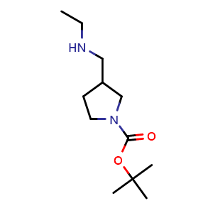 Chemical structure of tert-butyl 3-((ethylamino)methyl)pyrrolidine-1-carboxylate , CAS 887591-54-0, AChemBlock Q60157