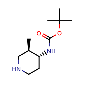 Chemical structure of tert-butyl ((3R,4R)-3-methylpiperidin-4-yl)carbamate , CAS 1262787-66-5, AChemBlock Q60160