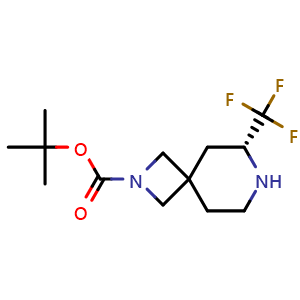 Chemical structure of tert-butyl (R)-6-(trifluoromethyl)-2,7-diazaspiro[3.5]nonane-2-carboxylate , CAS 1956435-89-4, AChemBlock Q60162