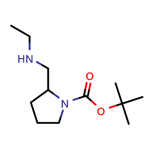 Chemical structure of tert-butyl 2-((ethylamino)methyl)pyrrolidine-1-carboxylate , CAS 1289385-02-9, AChemBlock Q60177