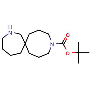 Chemical structure of tert-butyl 2,11-diazaspiro[6.7]tetradecane-11-carboxylate , CAS 1251008-29-3, AChemBlock Q60181