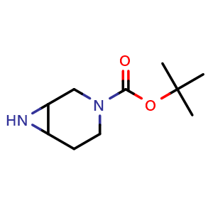 Chemical structure of tert-butyl 3,7-diazabicyclo[4.1.0]heptane-3-carboxylate , CAS 1422344-28-2, AChemBlock Q60182