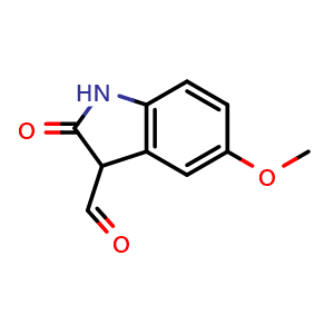 Chemical structure of 5-methoxy-2-oxoindoline-3-carbaldehyde , CAS 52508-88-0, AChemBlock Q60223