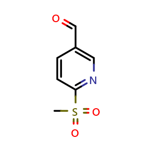 Chemical structure of 6-(methylsulfonyl)nicotinaldehyde , CAS 1221792-08-0, AChemBlock Q60230