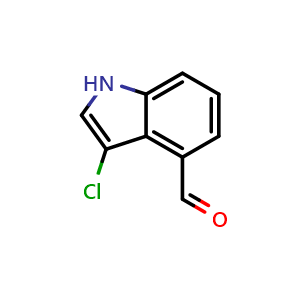 Chemical structure of 3-Chloro-1H-indole-4-carbaldehyde , CAS 1216113-27-7, AChemBlock Q60242