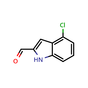 Chemical structure of 4-chloro-1H-indole-2-carbaldehyde , CAS 27932-08-7, AChemBlock Q60244