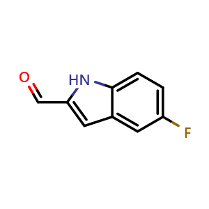 Chemical structure of 5-fluoro-1H-indole-2-carbaldehyde , CAS 220943-23-7, AChemBlock Q60248