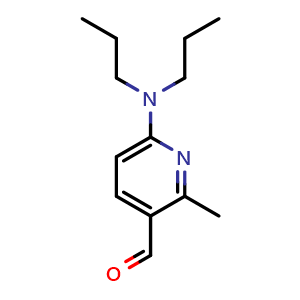 Chemical structure of 6-(dipropylamino)-2-methylnicotinaldehyde , CAS 1355173-12-4, AChemBlock Q60279