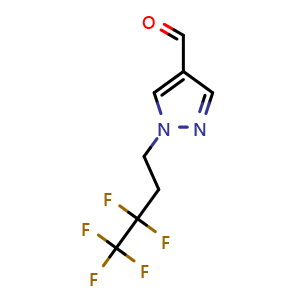 Chemical structure of 1-(3,3,4,4,4-pentafluorobutyl)-1H-pyrazole-4-carbaldehyde , CAS 1779120-76-1, AChemBlock Q60282