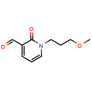 Chemical structure of 1-(3-methoxypropyl)-2-oxo-1,2-dihydropyridine-3-carbaldehyde , CAS 1447952-94-4, AChemBlock Q60284