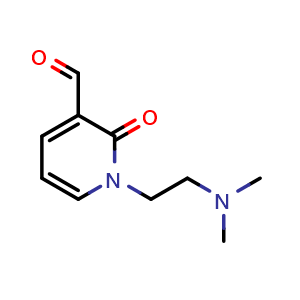 Chemical structure of 1-(2-(dimethylamino)ethyl)-2-oxo-1,2-dihydropyridine-3-carbaldehyde , CAS 1367935-81-6, AChemBlock Q60285