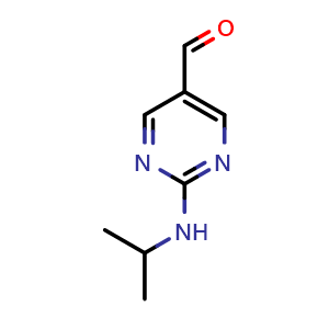 Chemical structure of 2-(isopropylamino)pyrimidine-5-carbaldehyde , CAS 959239-00-0, AChemBlock Q60294
