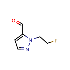 Chemical structure of 1-(2-fluoroethyl)-1H-pyrazole-5-carbaldehyde , CAS 1429417-53-7, AChemBlock Q60322