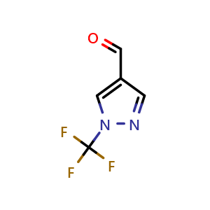 Chemical structure of 1-(Trifluoromethyl)-1H-pyrazole-4-carbaldehyde , CAS 1556454-55-7, AChemBlock Q60328