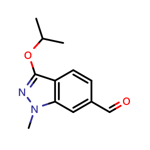 Chemical structure of 3-isopropoxy-1-methyl-1H-indazole-6-carbaldehyde , CAS 1923064-94-1, AChemBlock Q60353