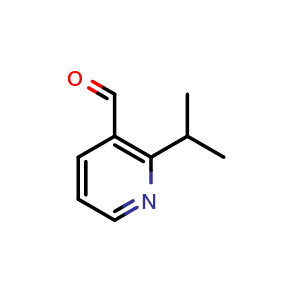 Chemical structure of 2-isopropylnicotinaldehyde , CAS 871583-24-3, AChemBlock Q60359