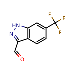 Chemical structure of 6-(trifluoromethyl)-1H-indazole-3-carbaldehyde , CAS 885271-90-9, AChemBlock Q60433
