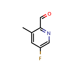 Chemical structure of 5-fluoro-3-methylpicolinaldehyde , CAS 780801-57-2, AChemBlock Q60461