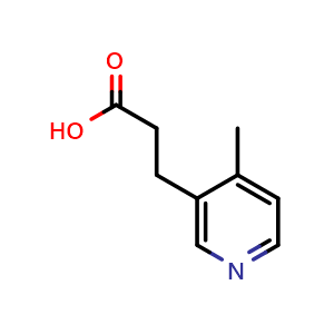 Chemical structure of 3-(4-methylpyridin-3-yl)propanoic acid , CAS 129483-51-8, AChemBlock Q60489