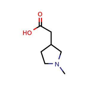 Chemical structure of 2-(1-methylpyrrolidin-3-yl)acetic acid , CAS 102014-77-7, AChemBlock Q60498