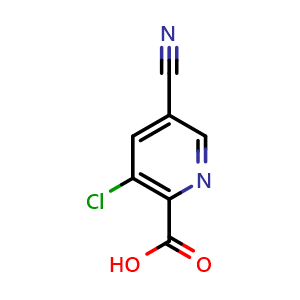 Chemical structure of 3-chloro-5-cyanopicolinic acid , CAS 1200497-81-9, AChemBlock Q60499