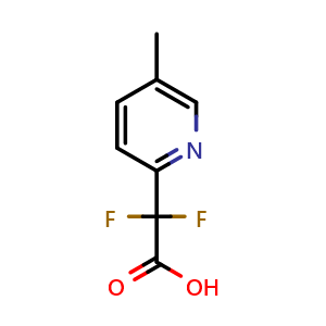 Chemical structure of 2,2-difluoro-2-(5-methylpyridin-2-yl)acetic acid , CAS 1215421-88-7, AChemBlock Q60501