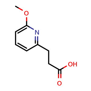 Chemical structure of 3-(6-methoxypyridin-2-yl)propanoic acid , CAS 944903-36-0, AChemBlock Q60507
