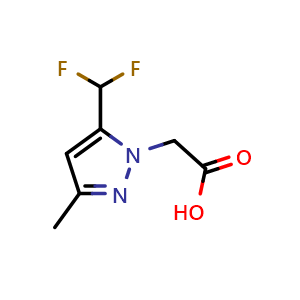 Chemical structure of 2-(5-(difluoromethyl)-3-methyl-1H-pyrazol-1-yl)acetic acid , CAS 512809-86-8, AChemBlock Q60521