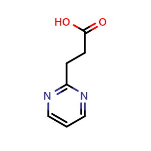 Chemical structure of 3-(pyrimidin-2-yl)propanoic acid , CAS 439108-20-0, AChemBlock Q60533