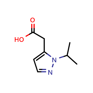Chemical structure of 2-(1-isopropyl-1H-pyrazol-5-yl)acetic acid , CAS 1260658-80-7, AChemBlock Q60557