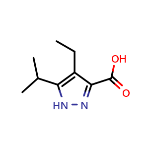 Chemical structure of 4-ethyl-5-isopropyl-1H-pyrazole-3-carboxylic acid , CAS 1482316-68-6, AChemBlock Q60561