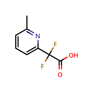 Chemical structure of 2,2-difluoro-2-(6-methylpyridin-2-yl)acetic acid , CAS 1215353-13-1, AChemBlock Q60564