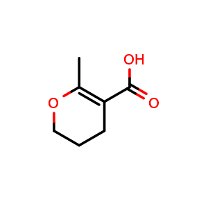 Chemical structure of 6-methyl-3,4-dihydro-2H-pyran-5-carboxylic acid , CAS 5399-21-3, AChemBlock Q60566
