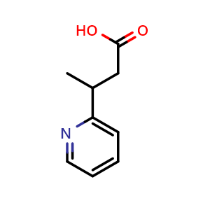 Chemical structure of 3-(pyridin-2-yl)butanoic acid , CAS 916262-56-1, AChemBlock Q60567